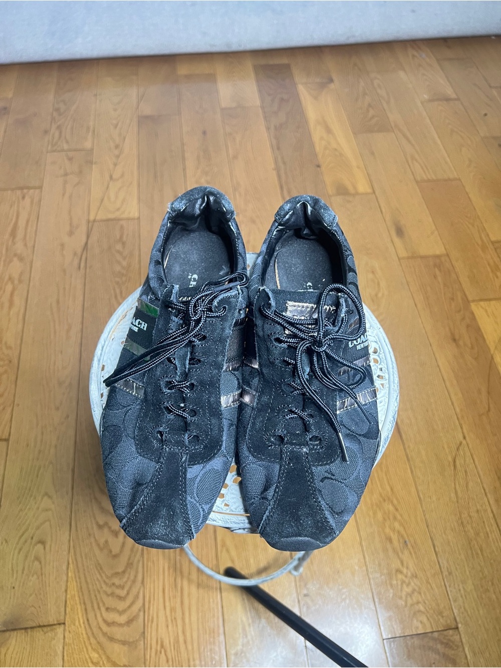 Coach Black Signature Logo Lace-Up Sneakers - Picture 2 of 9
